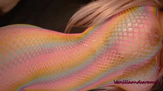 Busty Sarışın Sürtük Masturbates ile Ona Uzun Lolipop